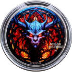 NEU* 1 oz USA American Eagle  2024 BU - >The DEVILs NIGHTMARE - Das BÖSE im INNEREN -STAINED GLASS - Glasmalerei Edition - silber Color - EINZELSTÜCK !