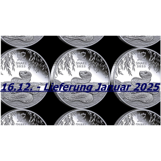 1/2 oz Australien 2025 BU Coin Card - SCHLANGE - JAHR der SCHLANGE - Color-Sonderedition - LUNAR Schlange - Silber 50 AUCent - Silberschlange