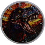 1 oz USA 2023 Color Stained Glass - T-REX & Bald...