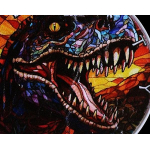 1 oz USA 2023 Color Stained Glass - T-REX & Bald Eagle - Glasmalerei Edition - silber Color - EINZELSTÜCK !  Auflage 100 !