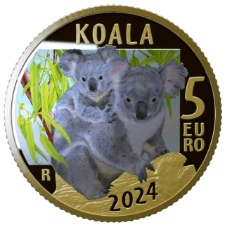 Italien 5 Euro 2024 Proof - KOALA - serie Gefährdete Tierarten - color farbig