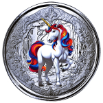 Letzte** 1 oz Fiji 2024 Prooflike - UNICORN / EINHORN Regenbogen/Blossom - Coin Card  Silber Color Prooflike 2 NZS - Startmotiv