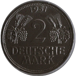 2 DM Deutsche Mark 1951 - TRAUBEN & ÄHREN - Historische Münze der Bundesrepublik Deutschland