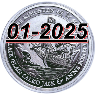 NEU* 1 oz Tuvalu 2024 BU - KINGSTON - CALICO JACK- Silber BU Black Flag serie - 1$