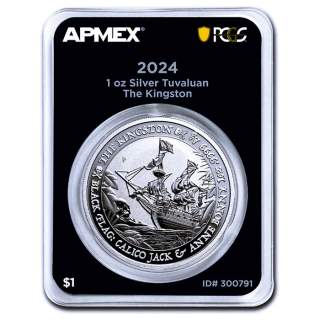 NEU* 1 oz Tuvalu 2024 PCGS First Strike - KINGSTON - CALICO JACK- Silber Coin Card Black Flag serie - 1$