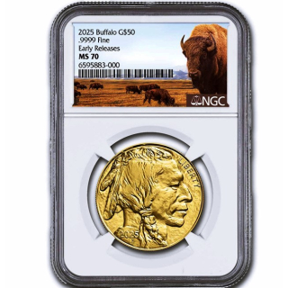 1 oz GOLD USA 2025 NGC MS70 - American BUFFALO & Indianer - ER EARLY RELEASES BUFFALO LABEL - 50 $ - Liefertermin 02-2025