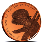 NEU** 1 oz USA Kupfer Round - DILOPHOSAURUS - Lost World Kollektion