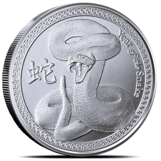 AURINUM*SUMMER*SALE** 1 oz Silber Round 2025 - SCHLANGE - Jahr der SCHLANGE - Lunarserie