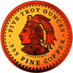 5 oz Copper Round - AZTEKENKALENDER  -Aztec Calendar