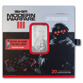 1 oz Silber PAMP Motivbarren MWIII CALL of DUTY - Prooflike Bar in Lünette