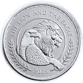 NEU* 1 oz BRITISH LION & AMERICAN EAGLE 2025 BU - LÖWE & ADLER - UK Großbritannien Silber - 3. Ausgabe Serie Respekt & Harmonie der USA & United Kingdom - Royal Mint UK + US Mint *