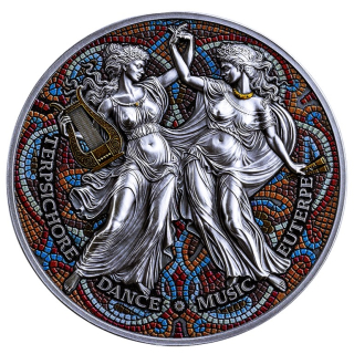 2 oz Kamerun 2025 Antique - Terpsichore & Euterpe - Die Neun Musen - Mosaik-Effekt - 2000 Francs