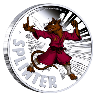 1 oz Tuvalu 2025 Proof - SPLINTER - Teenage Mutant Ninja Turtles - 1 AU$ - Perth Mint Edition