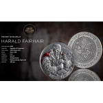 AURINUM*TOP*ANGEBOT* LETZTE* 2 oz Kamerun 2025 Antique - HARAD SCHÖNHAAR - HARALD FAIR HAIR - 1. König von Norwegen - Der Weg zu WALHALLA Wikinger (4) - silber Antique Finish - 2000 Francs - Serie Wikinger - AB LAGER !
