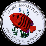 NEU* 1 oz Pitcairn 2025 BU - FLAMMEN-KAISERFISH - Flame Angelfish - Marine Life Kollektion - silber color 2 NZ$