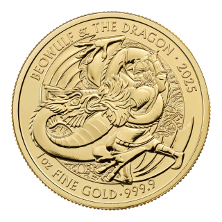 NEU* 1 Unze Gold  UK 2025 BU - BEOWULF & Drache - Mythen & Legenden - United Kingdom - Premium Gold Anlagemünze