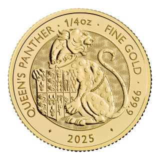 NEU* 1/4 oz Gold UK 2025 BU - PANTHER - Königliche Panther - Royal Tudor Beast - Großbritannien Silber BU 25 Pfd.