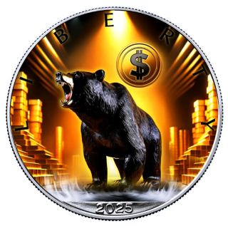 ** Wieder Bestellbar** 1 oz USA 2025 - BÄR - DOLLAR vs GOLD - American Eagle Liberty - Silber Color