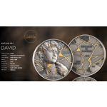 2 oz Kamerun 2025 antique - DAVID - Kintsugi Art Serie  - Michelangelos David - Silber Antique Finish - 2,000 Francs