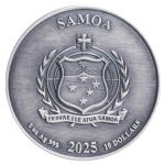 5 oz Samoa 2025 3-Dimensional - NEPTUNS DREIZACK - Neptuns Trident - Silber Antique 10$