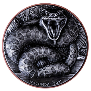 155 g Vanuatu 2025 - ANACONDA Predator - Double Silver Giant Serie - Antique Finish Bimetall Silber/Kupfer - 10 Vatu