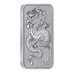 NEU* 1 Unze Silber Motivbarren 2024 - DRACHE DRAGON - Rechteckig - Rectangle - Serie Lunar Rechteckdrachen Perth Mint Australien - Folie