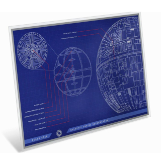 1 oz Niue 2024 Proof - STAR WARS TODESSTERN - DEATH STAR - Neue Serie BLUEPRINT 1. Münze - Rectangle Silber 2 NZ$