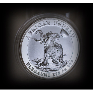 AURINUM*SUMMER*SALE** 1 oz Silber Round 2025 BU - ZOMBIE ELEFANT / ELEGAUNT -  ZOMBUCKS Zombie Apokalypse - Die Untoten der Kommenden Apokalypse Nr. 6 - 75 Zombucks