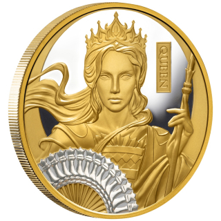 1 oz GOLD Niue 2025 Proof - DAME CHESS QUEEN - Der Dame des Schachspiels - 3. Ausgabe der Schachserie - Platinbeschichtung - 100 AU$ - Auflage 99