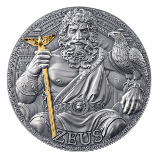 3 oz Kamerun 2025 antique - ZEUS - oberster olympischer Gott - Serie Griechische Mythologie - Silber Antique Finish - 3000 Francs