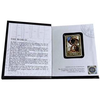 Letzte zum Sonderpreis* 1 oz Niue Tarotkarten 2025 Proof - Die WELTKARTE / The WORLD Coin - Silber 2 NZD - serie Tarotkarten
