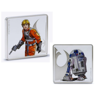 1 oz silber Medaillon 2024 Proof - STAR WARS  Luke Skywalker & R2-D2  Doppelseitiges Motiv - 4. Ausgabe Epische Kämpfe des Star Wars Universums