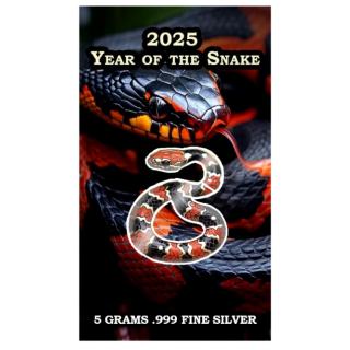 NEU* 5 g Silber Round 2025 Coin Card - SCHLANGE - Jahr der SCHLANGE - Korallenschlange - Coral Snake