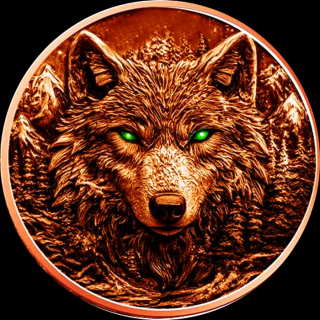 NEU** 5 oz  Kupfer Round - DARK WOLF  - GLOW-in-the-DARK - Nachtleuchtend