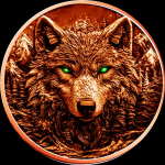 NEU** 5 oz  Kupfer Round - DARK WOLF  - GLOW-in-the-DARK...