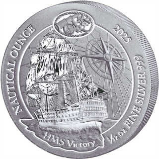 ab Lager* * 1/12 oz Ruanda 2025 BU - HMS Victory - Linienschiff - Nautical Ounce serie - Silber 50 RWF - 10 Amafaranga