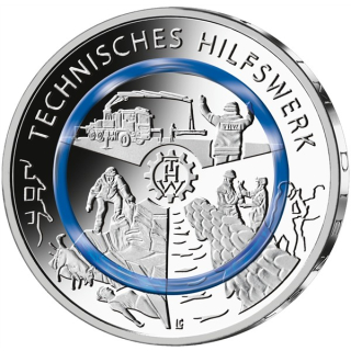 10 Euro Deutschland 2025 Technisches Hilfswerk - mit Kobaltblauem Polymerring