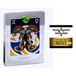 2 oz Niue 2025 Proof - ZWILLINGE GEMINI - Zodiac Sternzeichen Ausgabe 3 mit Edelstein - silber 3 NZ$ - NZ Mint Agoro