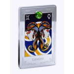 2 oz Niue 2025 Proof - ZWILLINGE GEMINI - Zodiac Sternzeichen Ausgabe 3 mit Edelstein - silber 3 NZ$ - NZ Mint Agoro