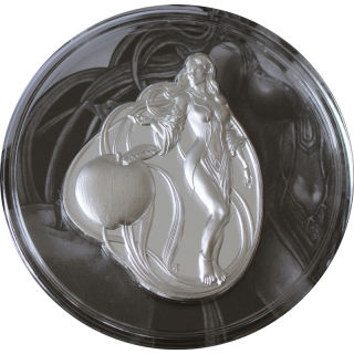 2 oz Niue 2024 Proof - LIBERTY Temperance Schönheit mit Apfel - Silber Shaped Ultra High Relief  - 5NZ$  - Echtbilder / Real Photos