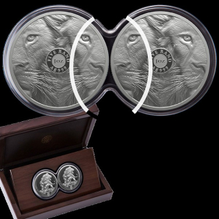 2 x 1 Unze Silber Big Five Serie II Löwe Doppel-Kapsel Südafrika 2025 Proof
