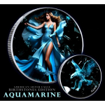 NEU** 1 oz USA American Liberty Eagle 2024 Aquamarin - Aquamarinesteinchen / Aquamarine Stone - Infinity Edition - silber Color - Doppelmotiv - Auflage 250 Einzelstück