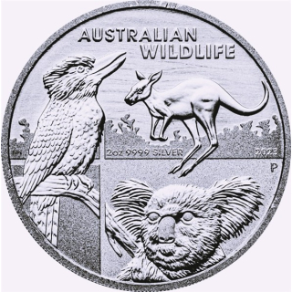 2 oz Australien 2023 BU - KOALA KOOKABURRA KÄNGURU - Australiens Wildnis Wildlife - Perth Mint - Anlagesilber Sonderedition