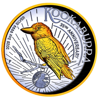 2 oz Kookaburra 2025 Proof Gilded High Relief - Australien - Silber 2 AU$