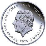3 oz Tuvalu 2025 Proof Color - Imperialer Goldener DRACHE / IMPERIAL GOLDEN DRAGON - Silber 3 $