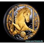 1 oz Niue 2026 Black Proof Gilded - Jahr des PFERDES -...