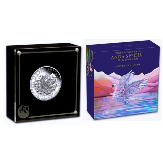 1 oz Schwan 2025 PROOF  Anda Coin Show Special - Australien - silber 1 AU$ - Perth Mint Serie Schwäne