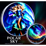 NEU* 1 oz USA American Liberty Eagle 2025 - POLARLICHTER / AURORA / Polar Lights - Infinity Edition Visueller effekt - silber Color Doppelmotiv