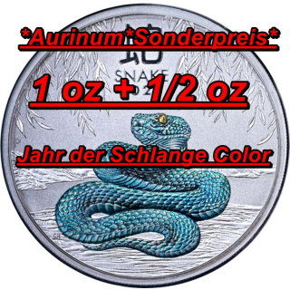 AURINUM*SONDERPREIS** 1,5 oz SILBER SET Australien 2025 BU COLOR - SCHLANGE - JAHR der SCHLANGE - LUNAR Schlange  - Silberschlange