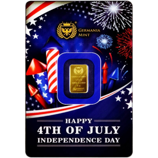 NEU* 1 g Goldbarren 2025 USA 4th July Unabhängigkeitstag - THE SPIRIT of LIBERTY FREEDOM & INDEPENDENCE - Coin Card Germania Mint - LBMA Zertifiziert